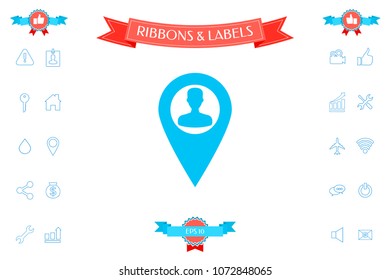 Map pointer with Man silhouette