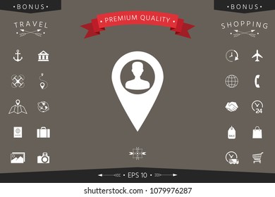 Map pointer with Man silhouette