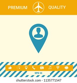 Map pointer with Man silhouette