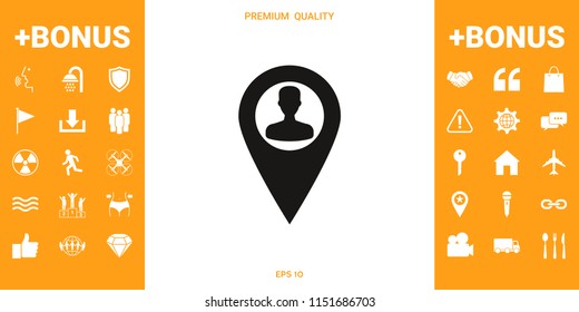 Map pointer with Man silhouette