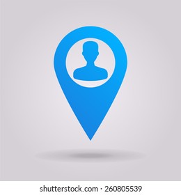 Map pointer with Man silhouette.
