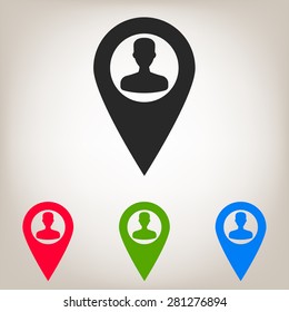 Map pointer with Man silhouette