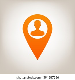 Map pointer with Man silhouette.