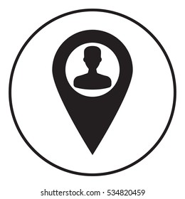 Map pointer with Man silhouette