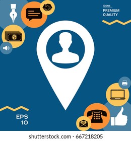 Map pointer with Man silhouette
