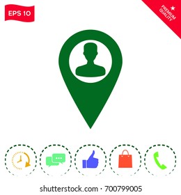 Map pointer with Man silhouette