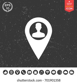Map pointer with Man silhouette Map pointer with Man silhouette