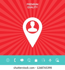 Map pointer with Man silhouette. Graphic elements for your design