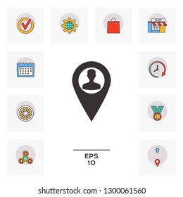 Map pointer with Man silhouette. Graphic elements for your design