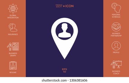 Map pointer with Man silhouette. Graphic elements for your design