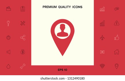 Map pointer with Man silhouette. Graphic elements for your design