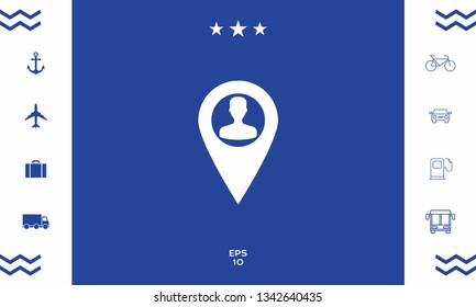 Map pointer with Man silhouette. Graphic elements for your design