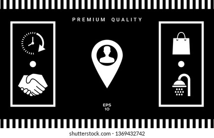 Map pointer with Man silhouette. Graphic elements for your design