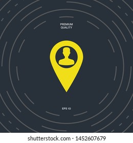 Map pointer with Man silhouette. Graphic elements for your design