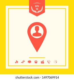 Map pointer with Man silhouette. Graphic elements for your design