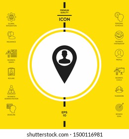 Map pointer with Man silhouette. Graphic elements for your design