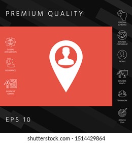 Map pointer with Man silhouette. Graphic elements for your design