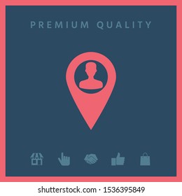 Map pointer with Man silhouette. Graphic elements for your design