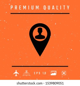 Map pointer with Man silhouette. Graphic elements for your design