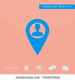 Map pointer with Man silhouette. Graphic elements for your design