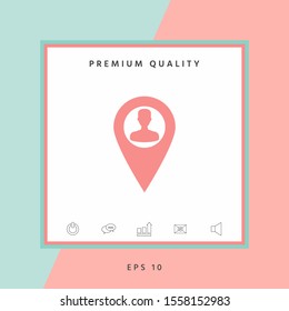 Map pointer with Man silhouette. Graphic elements for your design