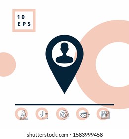 Map pointer with Man silhouette. Graphic elements for your design