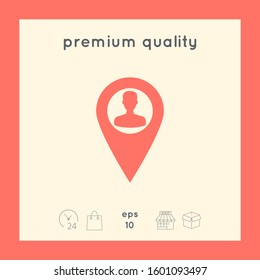 Map pointer with Man silhouette. Graphic elements for your design