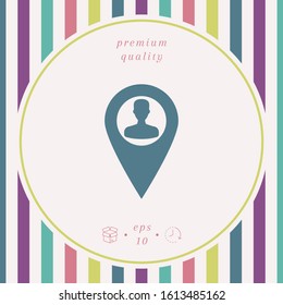 Map pointer with Man silhouette. Graphic elements for your design
