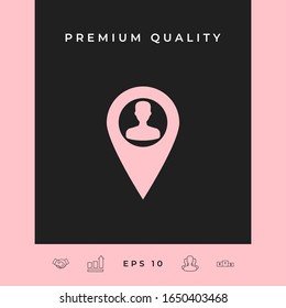 Map pointer with Man silhouette. Graphic elements for your design