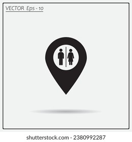 Map pointer with man and woman icon.