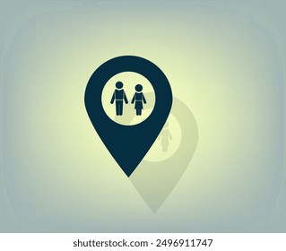 Puntero del mapa con el icono del hombre y de la mujer.