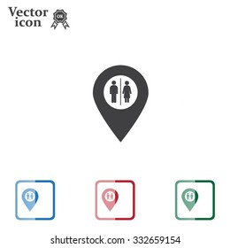 Map pointer with man and woman icon.