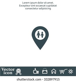 Map pointer with man and woman icon.
