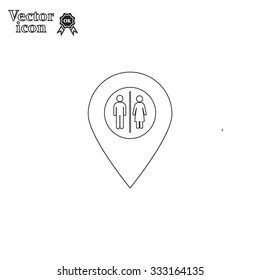 Map pointer with man and woman icon.