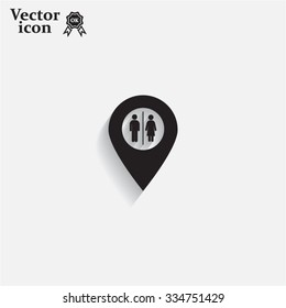 Map pointer with man and woman icon.