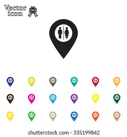 Map pointer with man and woman icon.