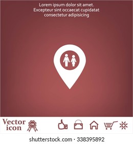 Map pointer with man and woman icon.