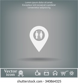 Map pointer with man and woman icon.