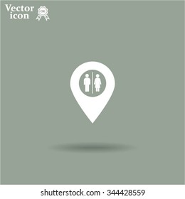 Map pointer with man and woman icon.