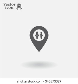 Map pointer with man and woman icon.