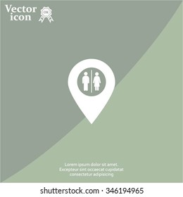 Map pointer with man and woman icon.