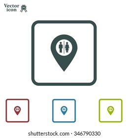 Map pointer with man and woman icon.