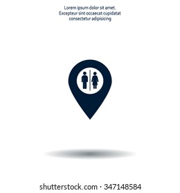 Map pointer with man and woman icon.
