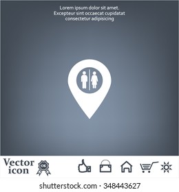 Map pointer with man and woman icon.
