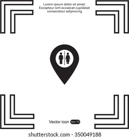 Map pointer with man and woman icon.