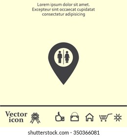Map pointer with man and woman icon.