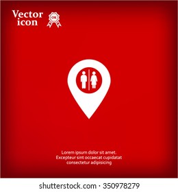 Map pointer with man and woman icon.