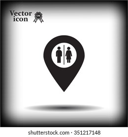 Map pointer with man and woman icon.
