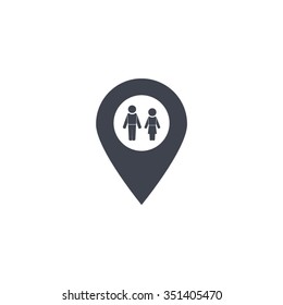 Map pointer with man and woman icon.