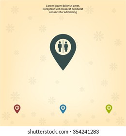 Map pointer with man and woman icon.